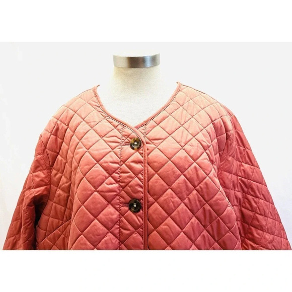 NWT CROFT & BARROW Women Button Down Quilted Orange Jacket Lightweight 3X - Picture 2 of 15